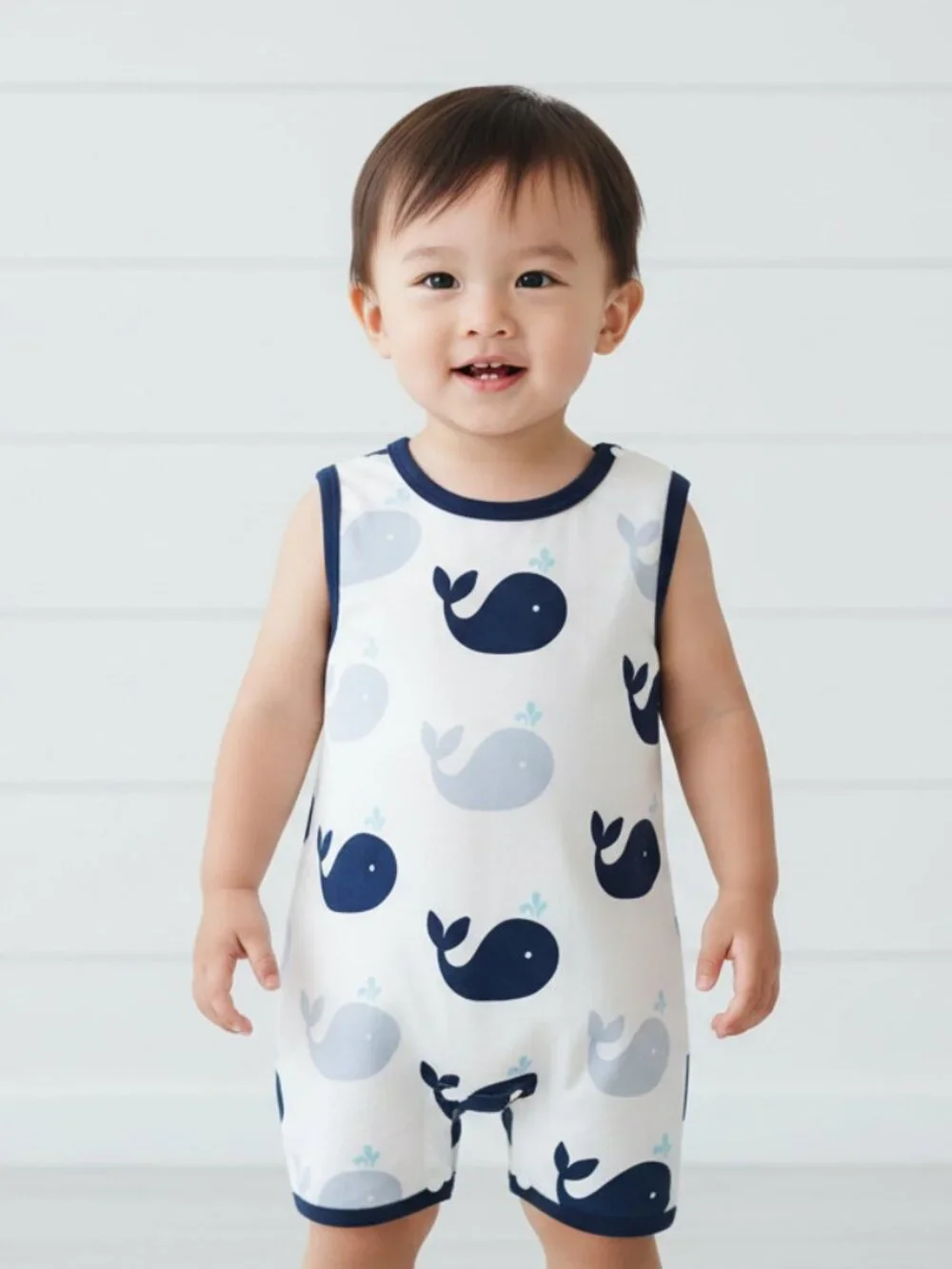 Whale Sleeveless Romper, baby, kids